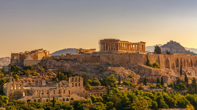 acropolis of athens at golden hour