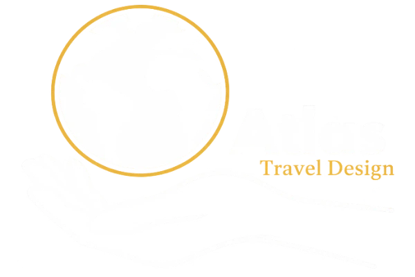 Logo Atlas Travel Design blanc et orange