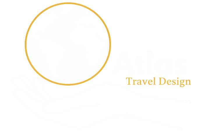 Logo Atlas Travel Design blanc et orange